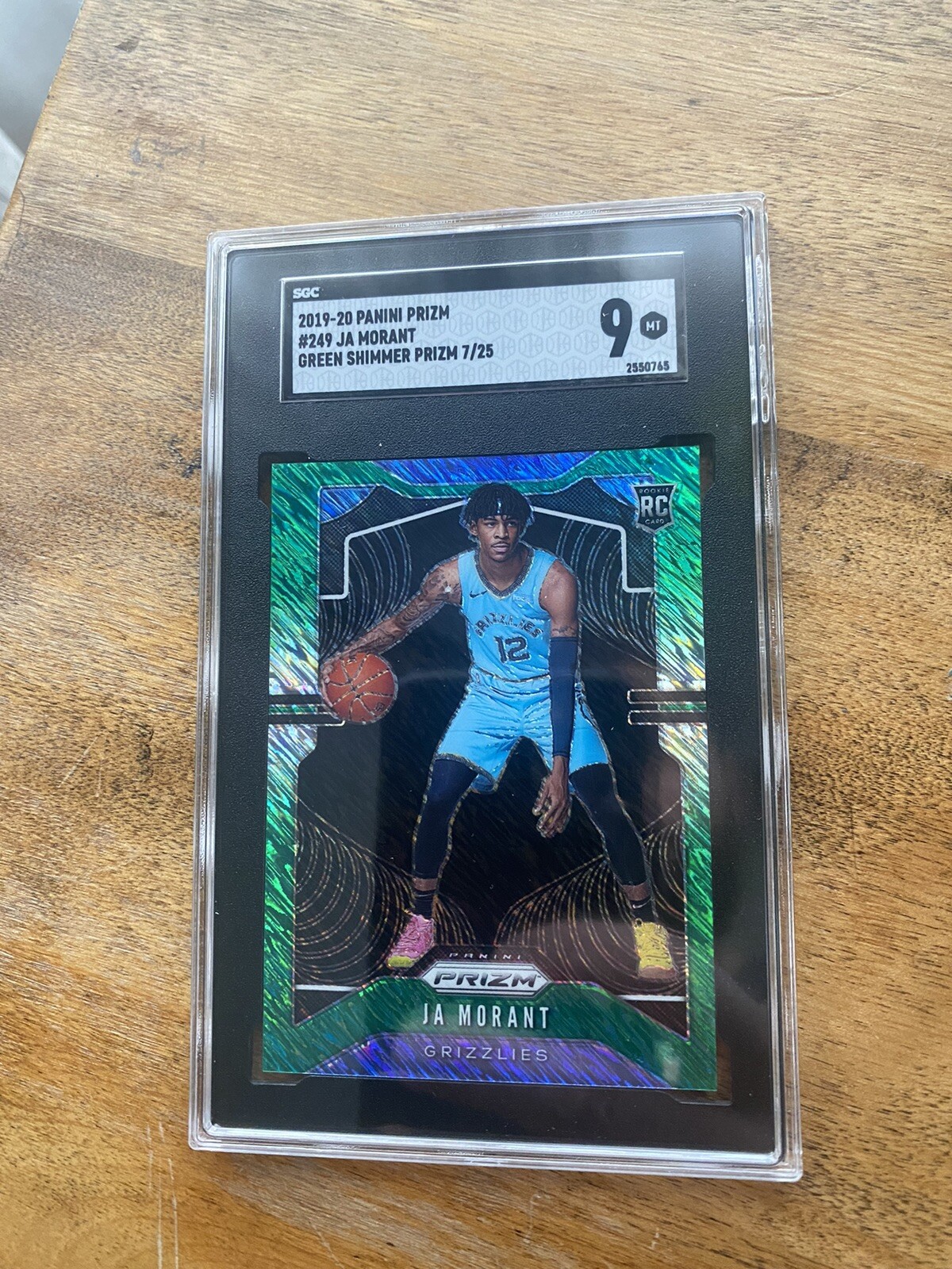 2019-20 Panini Prizm Ja Morant #249 FOTL Green Shimmer Rookie /25 SGC 9 RC