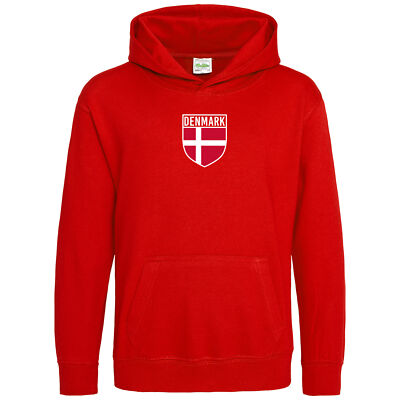 Dänemark Abzeichen Kinder Hoodie Land Sport Event Flagge Danish Supporters Footie...