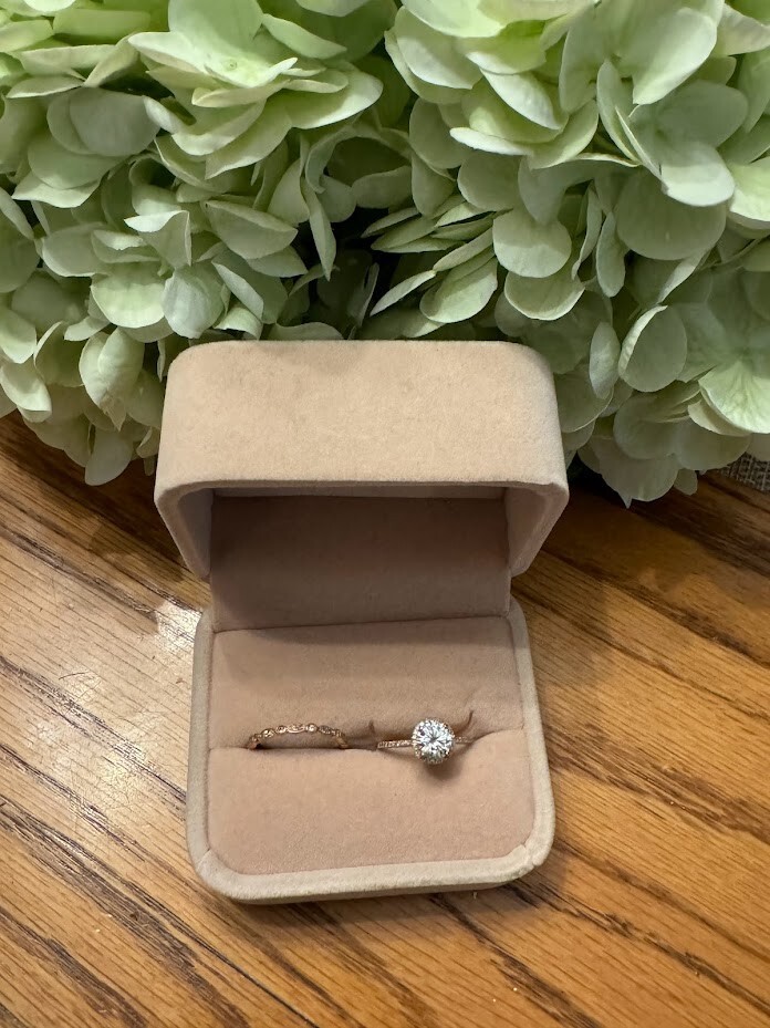 Rose Gold Moissanite Wedding Band and Engagement Ring Set-image