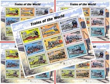 👉 $$ en Gros $$ Mongolie 2000 Vintage Trains Du Monde X5 M/S MNH