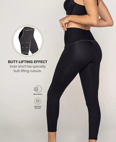 Pantalones cortos interiores LEONISA esculpidos modeladores leggings levantamiento de glúteos talla GRANDE negros - Imagen 3 de 4