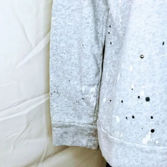 Chaser Women Sweatshirt Grey Paint Splatter Stud … - image 8