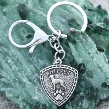 Love Whippet Dog Paw Black Silver Keychain