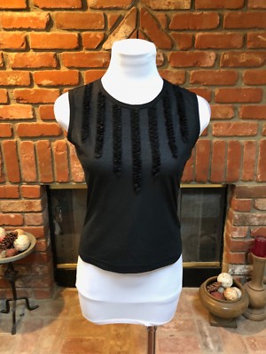 Vintage Vintage 90's BEBE sz M Black Sheer Ruffle Overlay Tank
