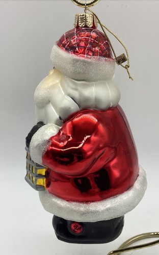 Vintage American Greetings Blown Glass Santa W/Lantern Ornament Boxed W/Stand - Picture 7 of 24