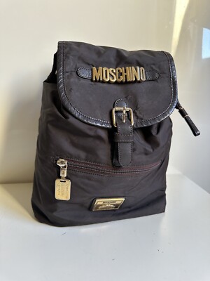 Moschino Backpack Bag Chocolate Brown Original Vintage Nylon
