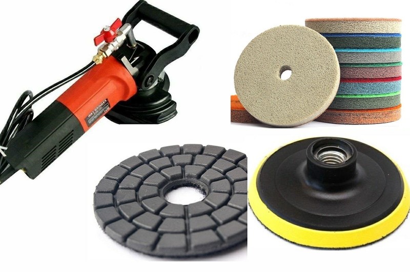 Diamond pads sponge fiber 38pcs + wet polisher stone granite glass marble floor