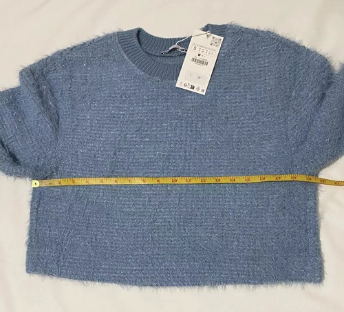Zara Pastel Blue Fuzzy/knit Sweater Size S REF 1014/848 - Picture 10 of 11