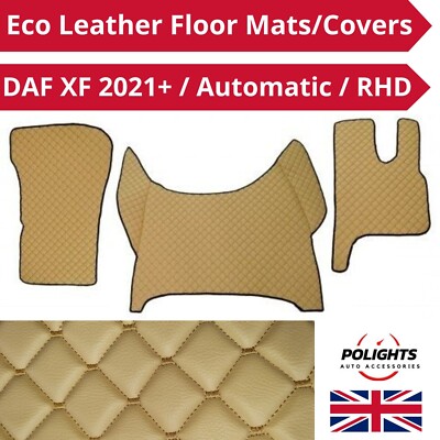 für die NEUEN RHD DAF XF 2021+ Top Qualität Beige Fußmatten + Motorabdeckung 3 tlg