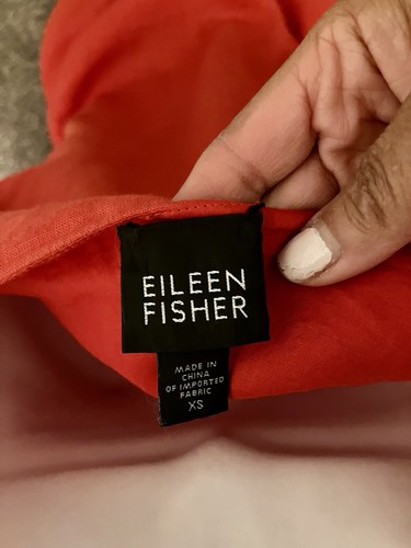 Eileen Fisher Irish Linen Midi Dress Size XS Red Sleeveless Sheath Women’s - Picture 5 of 5