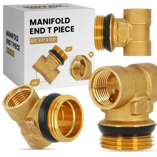T-Stück für Verteiler 1/2''x1''x1/2'' Messing Verbindungsstück Gewindefitting