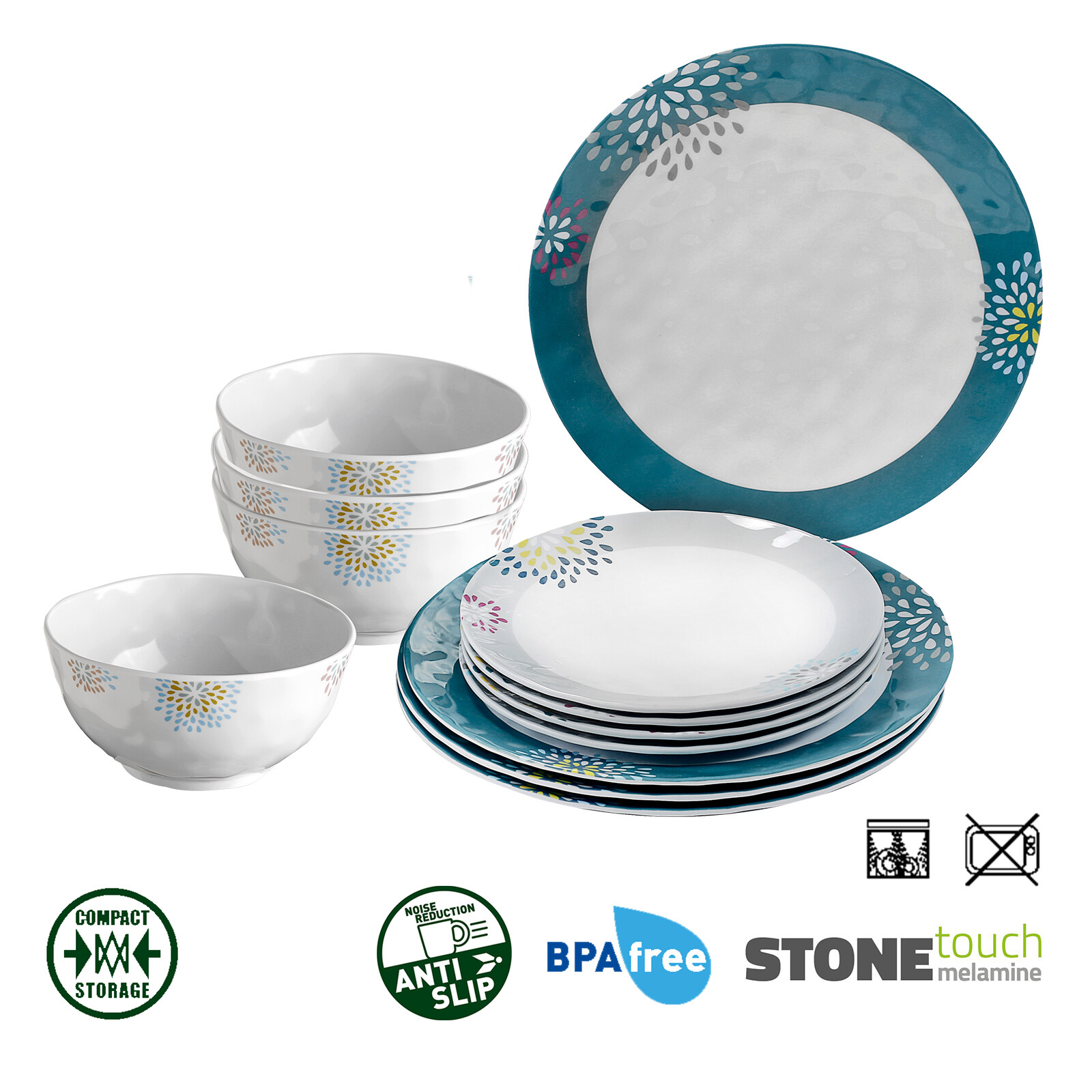 Set Stoviglie Da Campeggio BRUNNER Granada 16 Pezzi In Melamina - Antiurto, Antiscivolo, Lavabile In Lavastoviglie - Foto 9