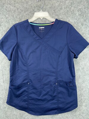 Scrubstar Medical Scrub Top Adult M Blue Nursing Uniform Shirt Pockets