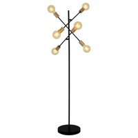 Stehlampe Beistellleuchte Standleuchte Schwarz Sputnik-Optik 6-Flammig E27 Gold