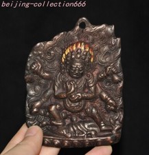3" Tibet Tiantie 6-arm Mahakala Wrathful Deity Buddha Exorcism Thang-ga Pendant
