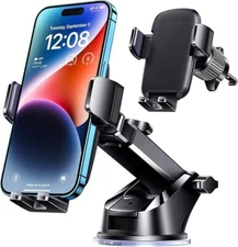 Phone Mount for Car Phone Holder [Military-Grade Suction & Stable Clip]