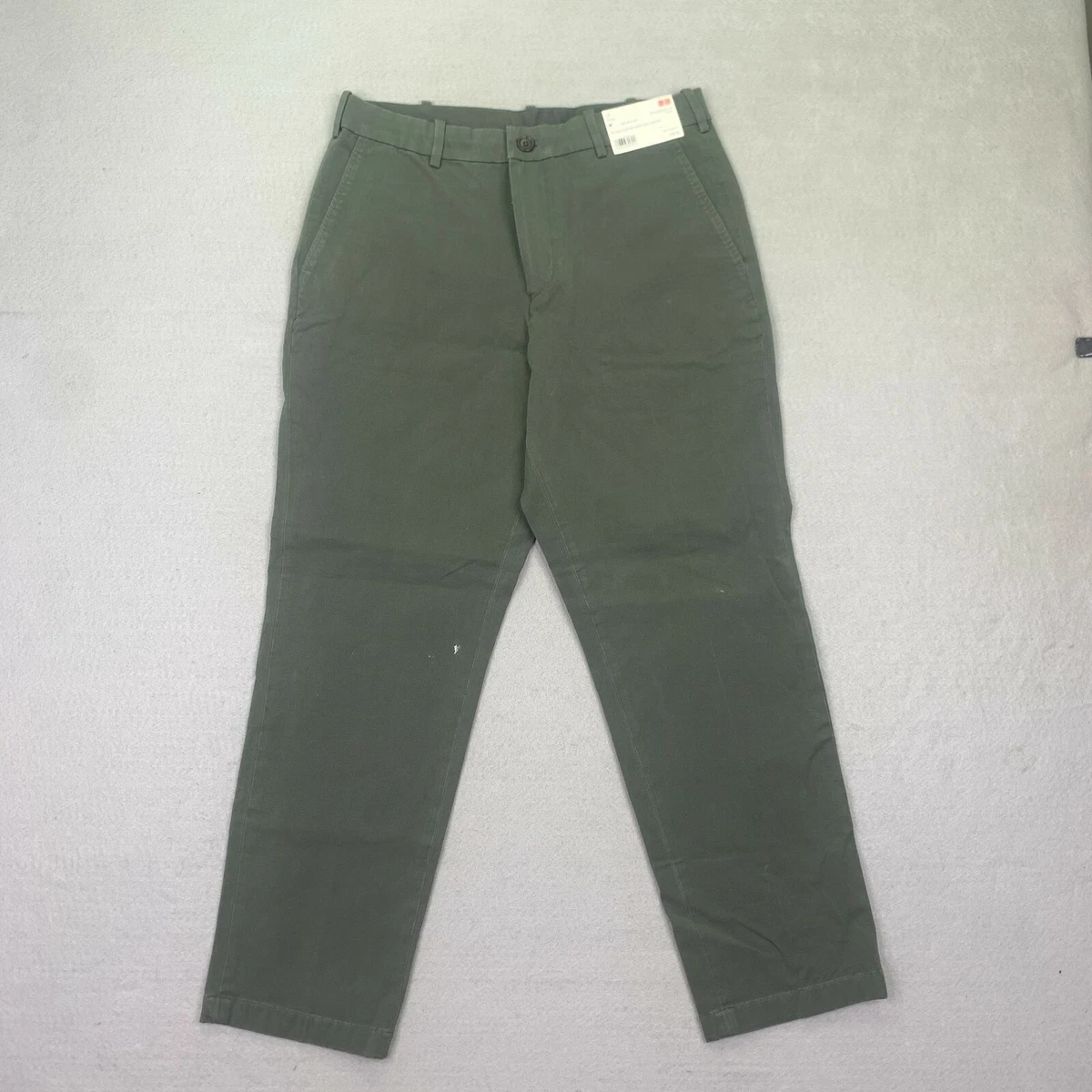 Uniqlo Ezy Pant Women Medium Olive Green Chino Ankle Cotton 2 Way Stretch  Casual