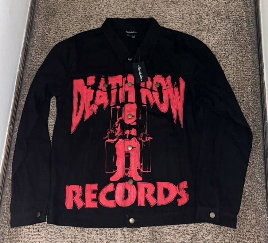 FILA Camicia lunga nuova diciannovesima lettera Death Row Records bottoni (XL) Tupac Snoop RARA