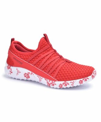 Geers by Dream Seek Women's Red Mesh Floral Athletic Slip-On Running Shoes Sz 5