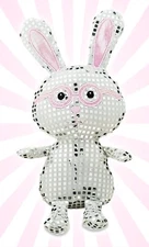 Small Silver Disco Bunny Easter Plush by Way To Celebrate 12" NWT