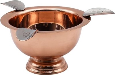 Stinky Cigar Ashtray 5''inch Round Mini Herf 3 Stirrup, Copper