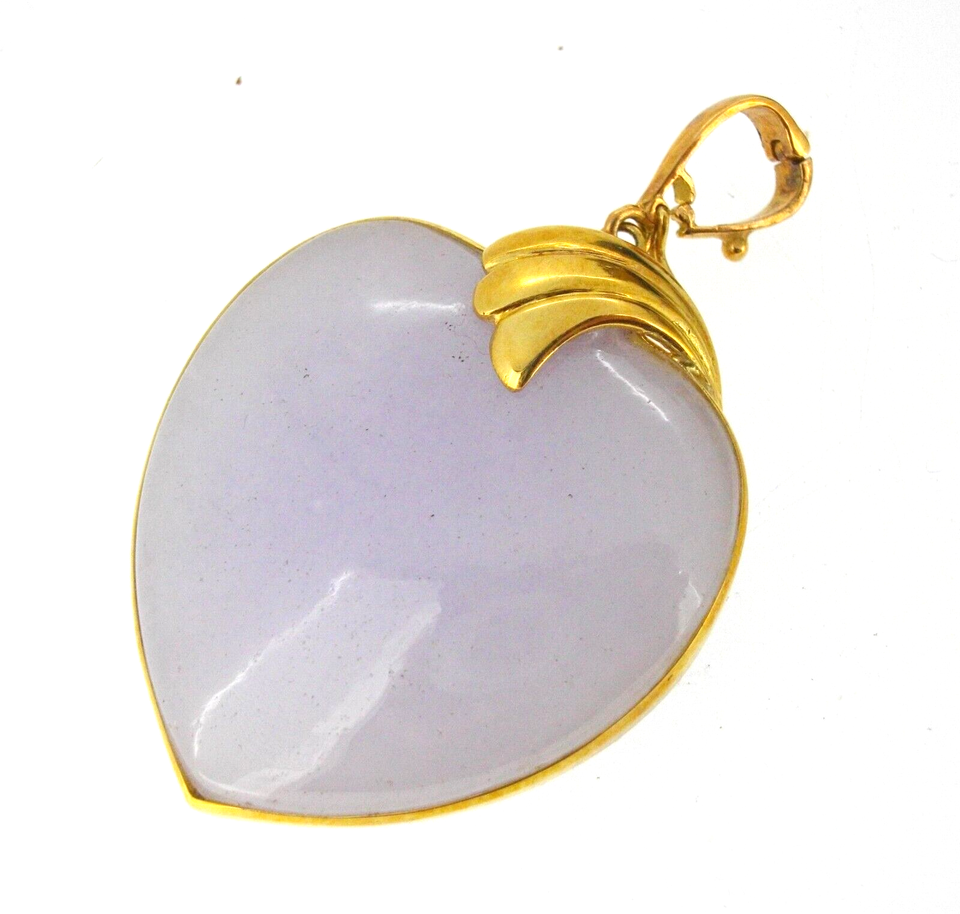 18k Lavender Jade Heart Purple Sapphire Pendant main image 1