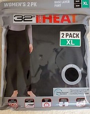 32 DEGREES Women's 2 Pack Light Thermal Base layer Pants Black XL 35-37