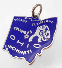 Ohio Sterling Silver Charm Pendant 2024 Election US State Map 2.4g 3/4