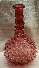 ANTIQUE HOBNAIL CRANBERRY BARBER BOTTLE NICE POLISHED PONTIL