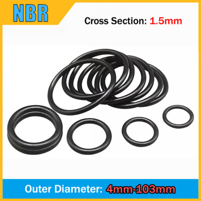 1.5mm Cross Section NBR Nitrile Rubber O-Rings OD 4mm-103mm Oil Resistant Seals