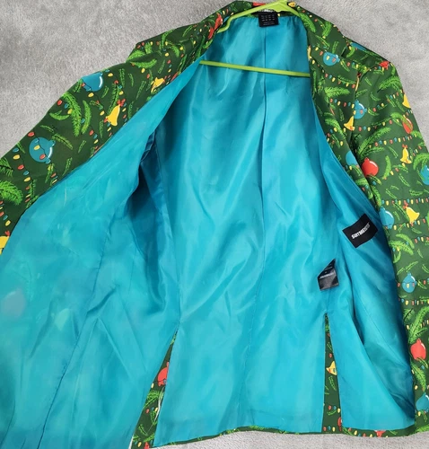SuitMeister Jacket Mens Medium Green Two Button Long Sleeve Christmas Blazer image 3