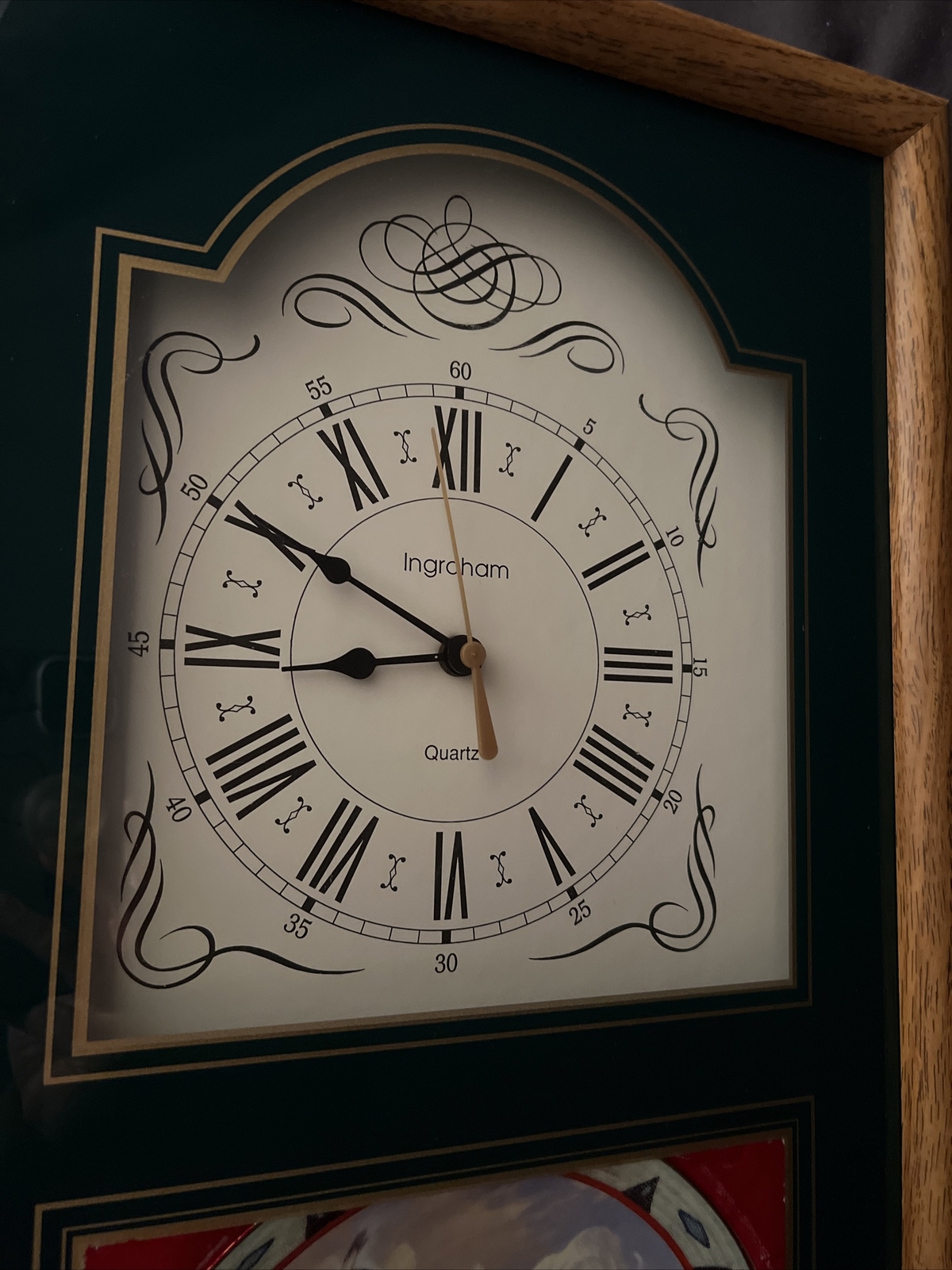 Vintage Ingraham Quartz Wall Clock With Native American Collector Plate