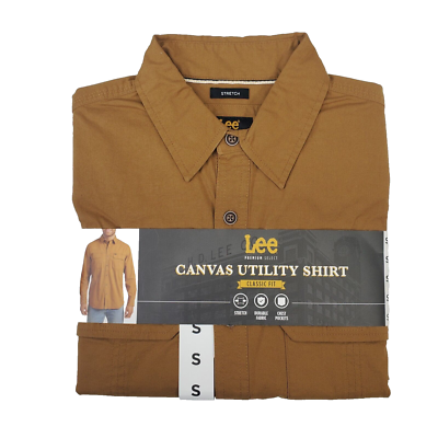 Lee Men's Size S Stretch Canvas Utility Shirt Premium Select Tobacco