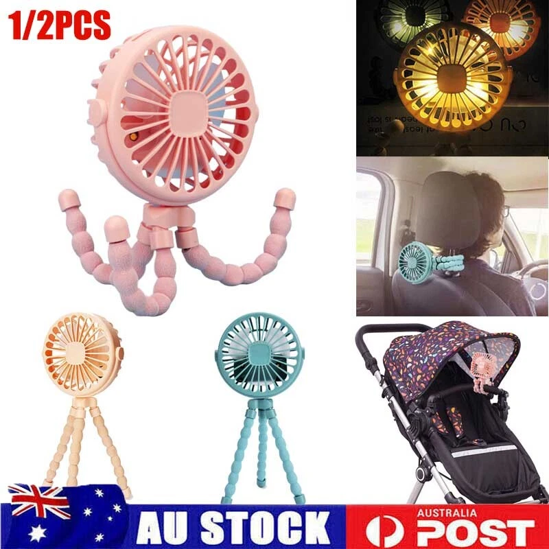 Flexible Cooling Fan Tripod 3 Speed USB Rechargeable Clip On Baby Stroller Bike