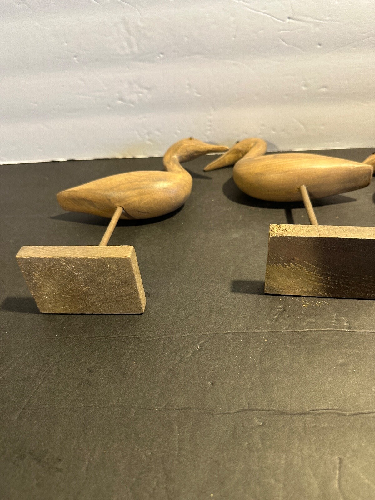 Set of 3 Natural Toned Wood Carved Shore Bird Sculptures/Figurines eBay