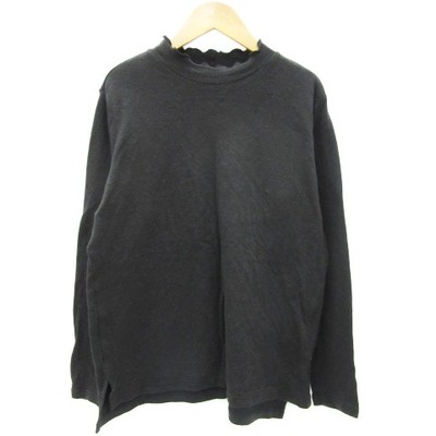 IEDIT Women's Long Sleeve Plain Black Cotton T-Shirt Top Size L