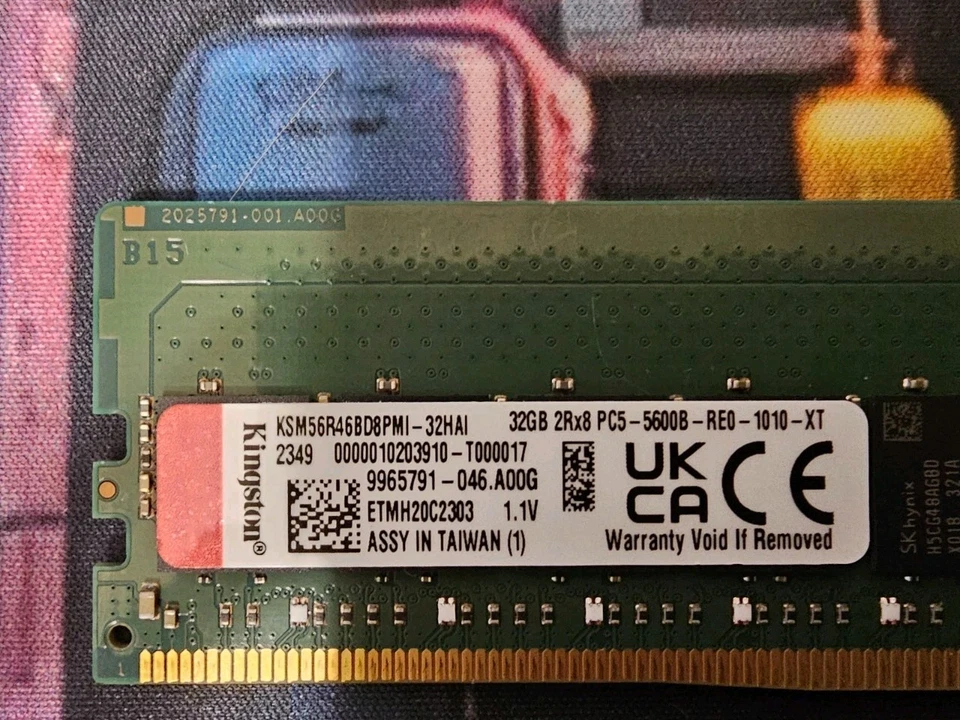 KSM56R46BD8PMI-32HAI 32GB 2Rx8 4G x 80-Bit PC5-5600 CL46 Registrado EC8 288-Pin  Foto 2 de 2