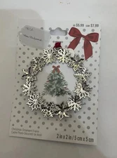 2024 Studio Decor Mini Photo Ornament.  2” Circle Silver Snowflakes