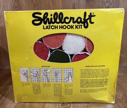 VTG SHILLCRAFT Latch Hook Kit #1400 APRICOT ROSE Rug Wall Hanging Floral SEALED - Picture 4 of 15