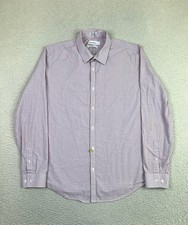 Calvin Klein Shirt Mens Large Purple Check Slim Fit Non-Iron Dress Button Up
