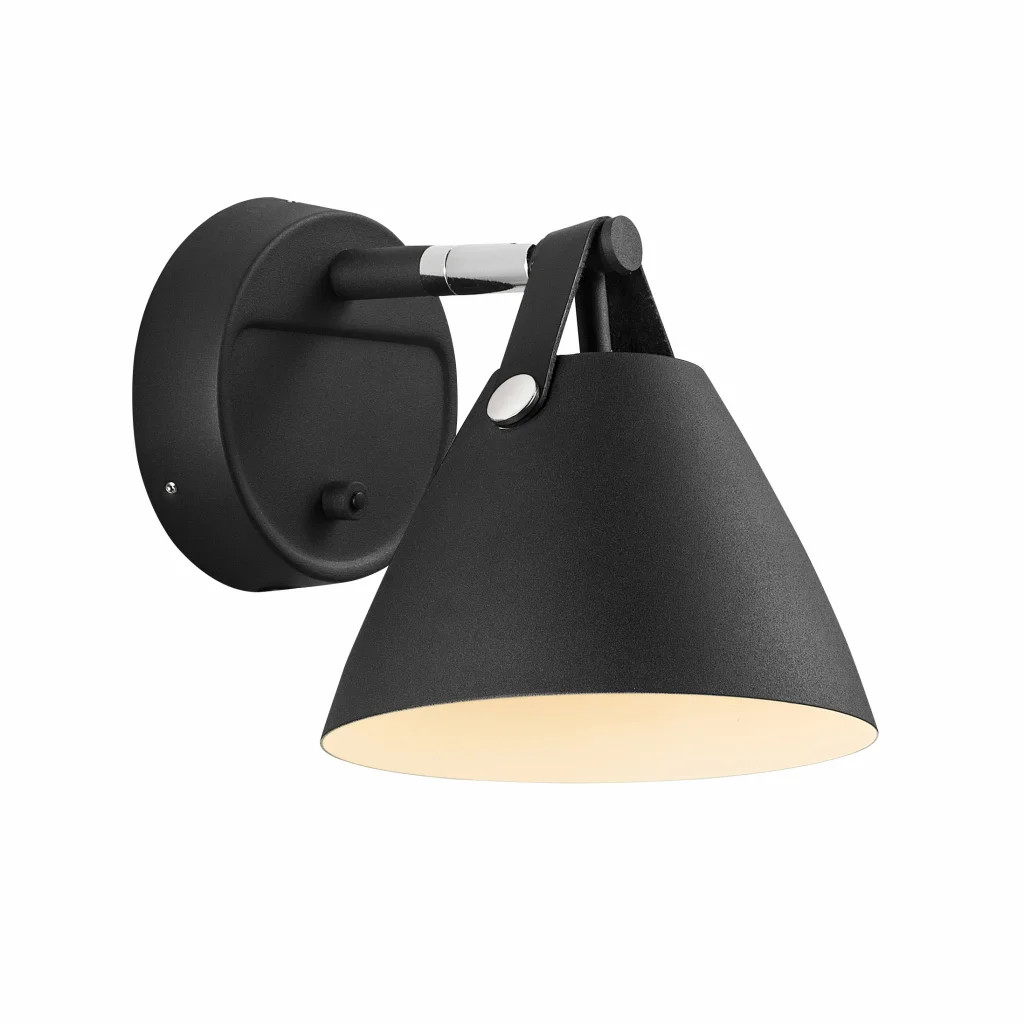 Wall Light Black Metal Real Leather Strap 15cm Requires Lamp Nordlux 84291003
