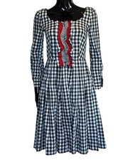 Prada Plaid Ruffle Sleeves Black White Dress A-line IT 38