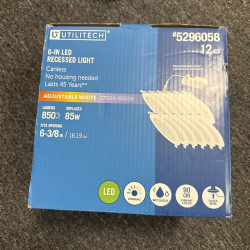 UTILITECH 12ct 6" 850LM LED Recessed Light #5296058 BRAND NEW