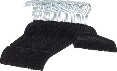 Amazon Basics Non-Slip Shirt Clothes Hangers Velvet, Pack of 50, Black 