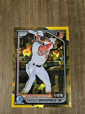   ENRIQUE BRADFIELD JR. 2024 BOWMAN CHROME DRAFT SAPPHIRE GOLD /50   