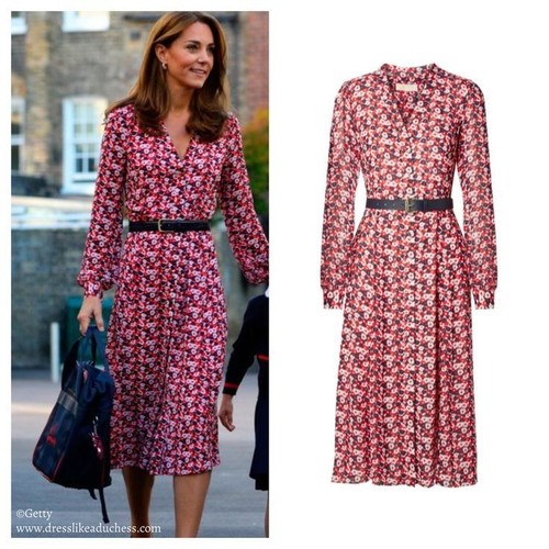 MICHAEL KORS CARNATION GEORGETTE SHIRT DRESS M 10 Us 6 Princess Kate Middleton