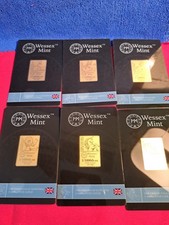 6 Solid Gold (999.9) Bars From The Queens Beasts Collection IN Blister Packs.