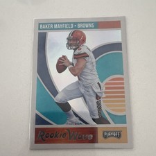 Panini 2018 Playoff Rookie Wave Baker Mayfield Browns #1 Football Card. rookie card picture