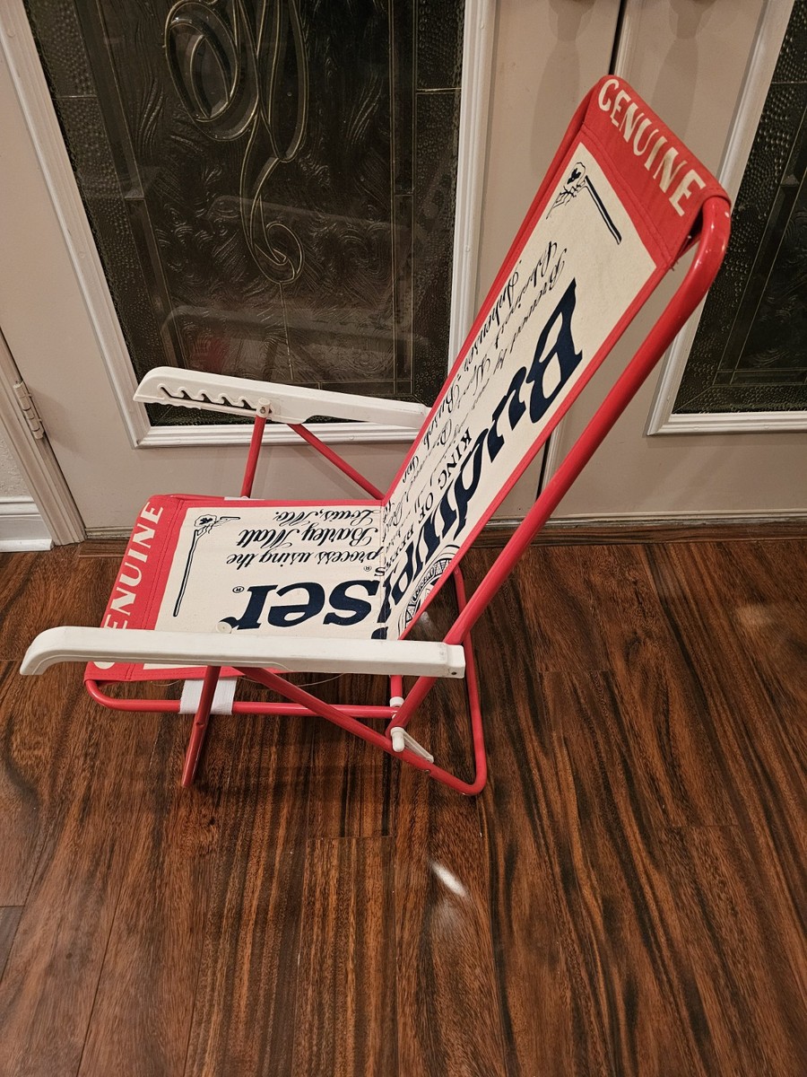 Vintage 1990's Budweiser Canvass Folding & Reclining Beach Chair