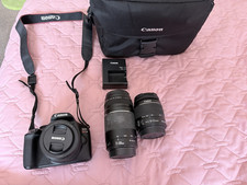 Canon EOS DSLR Bundle w/ EF-S 18-55mm EF 75-300mm Lenses, Charger, Bag
